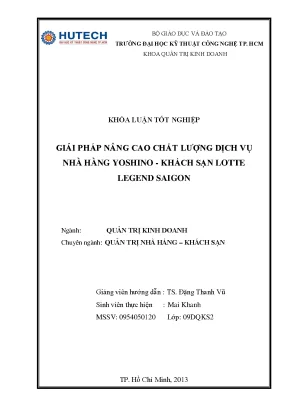 Nâng cao chất lượng dịch vụ tại nhà hàng Yoshino, khách