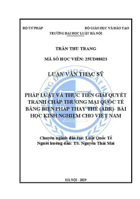 Giải quyết tranh chấp thương mại quốc tế bằng ADR: Bài 