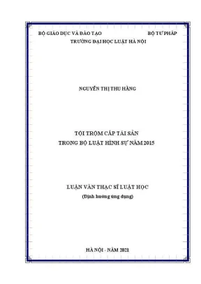 Nghiên cứu tội trộm cắp tài sản theo bộ luật hình sự 2015