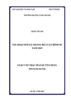 Nghiên cứu tội nhận hối lộ theo bộ luật hình sự 2015
