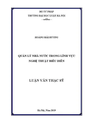 Quản lý nghệ thuật biểu diễn: Luận văn thạc sĩ luật học