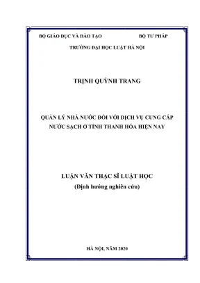 Quản lý dịch vụ nước sạch tại Thanh Hóa: Nghiên cứu thạc 