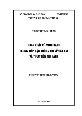 Minh Bạch Thông Tin Đất Đai: Luận Văn Thạc Sĩ Luật Học
