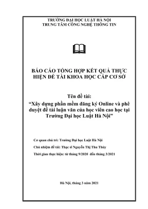 Phần Mềm Đăng Ký Online và Phê Duyệt Luận Văn Cao Học 