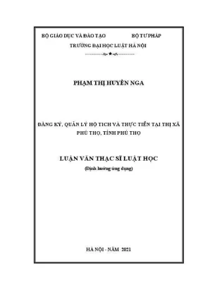 Quản lý hộ tịch tại Phú Thọ: Thực tiễn và Luận văn thạc