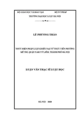 Pháp luật khiếu nại: Nghiên cứu thực tiễn tại phường Mễ 