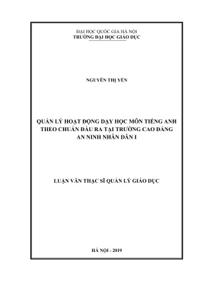 Quản lý dạy học tiếng Anh tại Cao đẳng An ninh Nhân dân I
