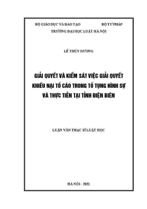 Giải quyết khiếu nại tố cáo trong tố tụng hình sự tại 