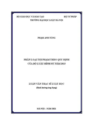 Phân loại tội phạm theo Bộ luật hình sự 2015: Luận văn