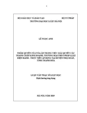 Thẩm quyền của toà án trong giải quyết tranh chấp kinh