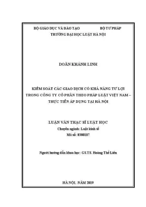 Kiểm Soát Giao Dịch Tư Lợi Trong Công Ty Cổ Phần Tại Hà Nội