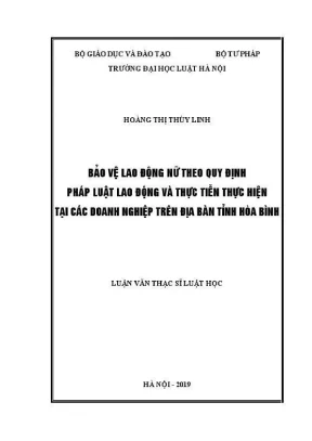 Bảo vệ lao động nữ theo pháp luật lao động tại Hòa Bình