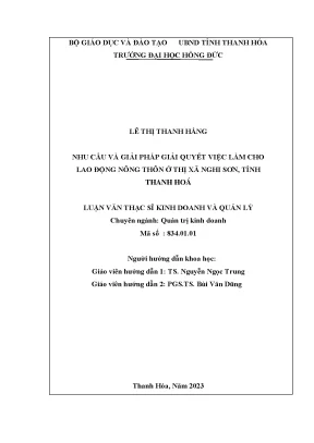 Giải pháp việc làm cho lao động nông thôn tại Nghi Sơn,