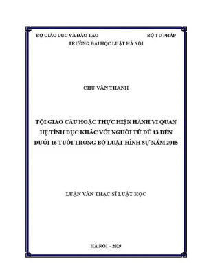 Luận văn thạc sĩ về tội giao cấu với người từ 13 đến 16