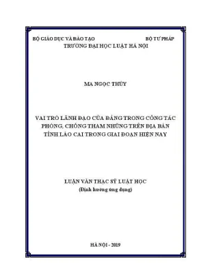 Vai trò lãnh đạo của Đảng trong phòng chống tham nhũng