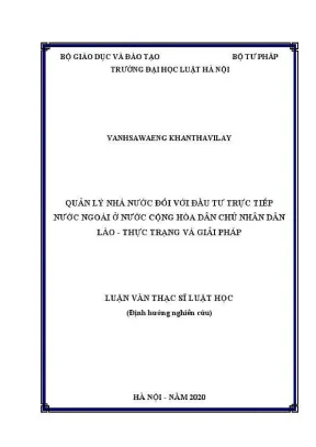 Quản lý đầu tư trực tiếp nước ngoài tại Lào: Thực trạng