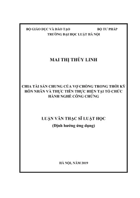 Chia Tài Sản Chung Vợ Chồng Trong Hôn Nhân: Luận Văn