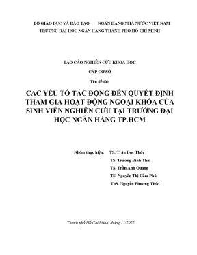 Yếu tố ảnh hưởng đến quyết định tham gia hoạt động ngoại