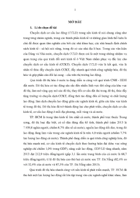 Nghiên cứu chuyển dịch cơ cấu lao động tại TP Hồ Chí 