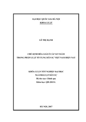 Hòa Giải Cấp Sơ Thẩm Trong Pháp Luật Tố Tụng Dân Sự Việt Nam