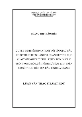Phân tích hình phạt đối với tội giao cấu với người từ 13