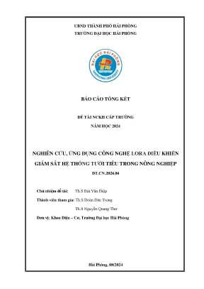 Nghiên cứu ứng dụng công nghệ Lora trong giám sát hệ
