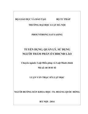 Quản lý và sử dụng thẩm phán tại CHDCND Lào: Nghiên cứu