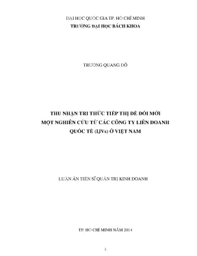 Đổi mới tiếp thị qua tri thức tại các công ty liên doanh