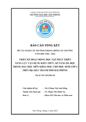 Thiết kế hoạt động học tập cho học sinh lớp 4 tại Hải Phòng