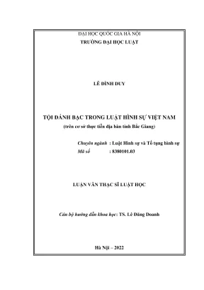 Nghiên cứu tội đánh bạc trong luật hình sự Việt Nam: