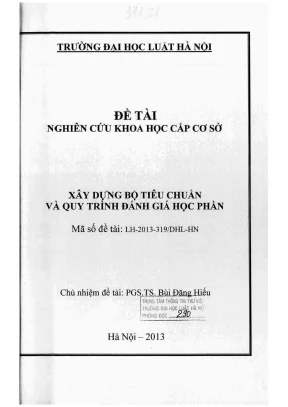 Xây dựng tiêu chuẩn và quy trình đánh giá học phần cho 