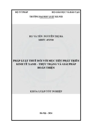 Pháp Luật Thuế và Phát Triển Kinh Tế Xanh: Thực Trạng và 
