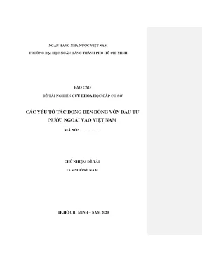 Các yếu tố ảnh hưởng đến đầu tư nước ngoài tại Việt Nam