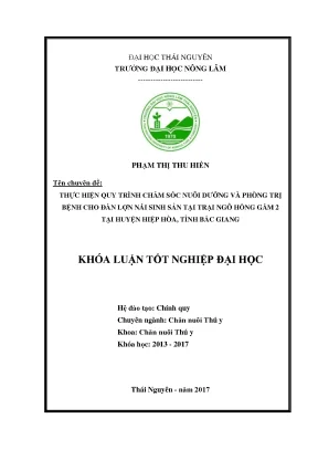 Chăm sóc và phòng trị bệnh cho lợn nái sinh sản tại trại 