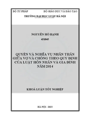 Quyền và nghĩa vụ nhân thân của vợ chồng theo Luật Hôn 