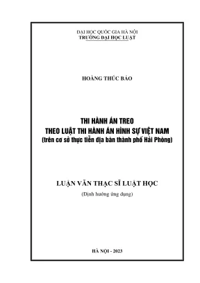 Nghiên cứu thi hành án treo theo luật hình sự tại Hải Phòng