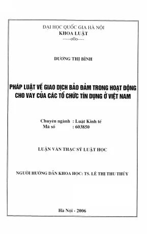 Nghiên cứu giao dịch bảo đảm trong cho vay của tổ chức 