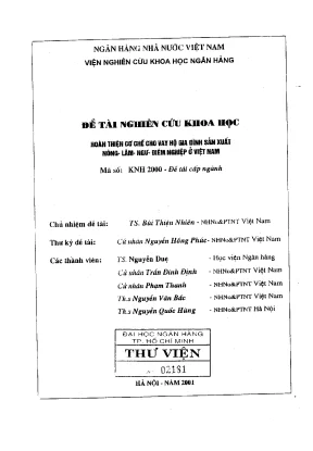 Cải thiện cơ chế cho vay hộ gia đình trong sản xuất nông