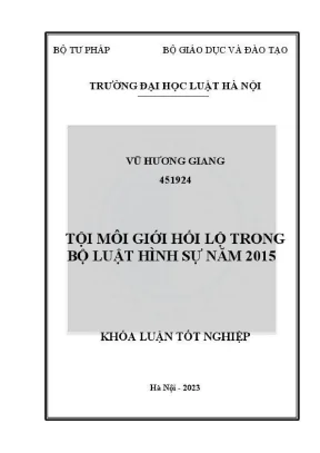 Nghiên cứu tội môi giới hối lộ theo bộ luật hình sự 2015