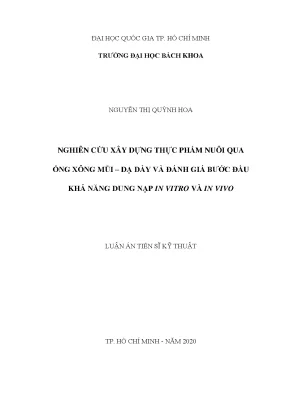 Nghiên cứu thực phẩm nuôi qua ống xông mũi dạ dày và khả 