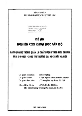 Nghiên cứu hệ thống quản lý chất lượng ISO 9001:2000 tại 