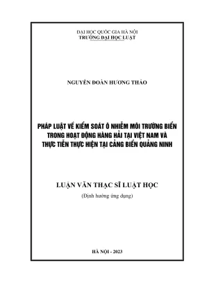 Kiểm Soát Ô Nhiễm Môi Trường Biển Trong Hoạt Động Hàng