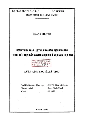 Hoàn thiện pháp luật cung ứng dịch vụ công tại Việt Nam 
