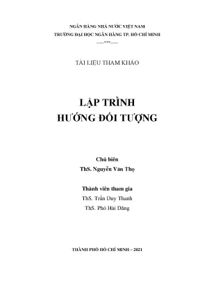 Tài liệu lập trình hướng đối tượng của Nguyễn Văn Thọ và 