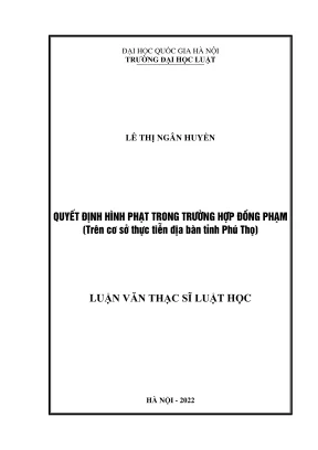 Nghiên cứu quyết định hình phạt trong đồng phạm tại Phú Thọ