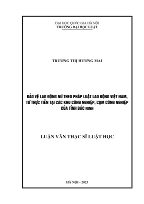 Bảo vệ lao động nữ tại Bắc Ninh: Luận văn thạc sĩ về