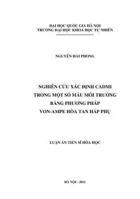 Nghiên cứu xác định cadmi trong môi trường bằng phương 