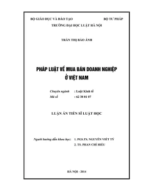 Nghiên cứu pháp luật về mua bán doanh nghiệp tại Việt Nam