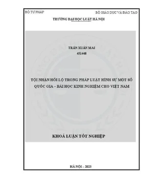 Nghiên cứu tội nhận hối lộ trong pháp luật hình sự quốc 