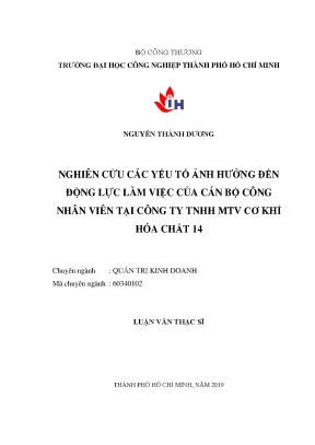 Yếu tố ảnh hưởng đến động lực làm việc tại công ty TNHH 